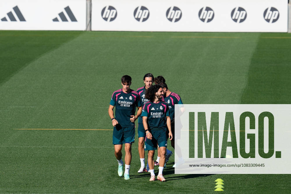 Marc Cucurella, Alvaro Carreras and Carlos Espi during the training day of Real Madrid ahead the Spanish League, LaLiga EA Sports, football match against Elche CF at Ciudad Deportiva Real Madrid on September 14, 2026, in Valdebebas, Madrid, Spain. Real Madrid Training And press conference, PK, Pressekonferenz - Laliga Ea Sports - ZUMAa181 20260914_zaa_a181_039