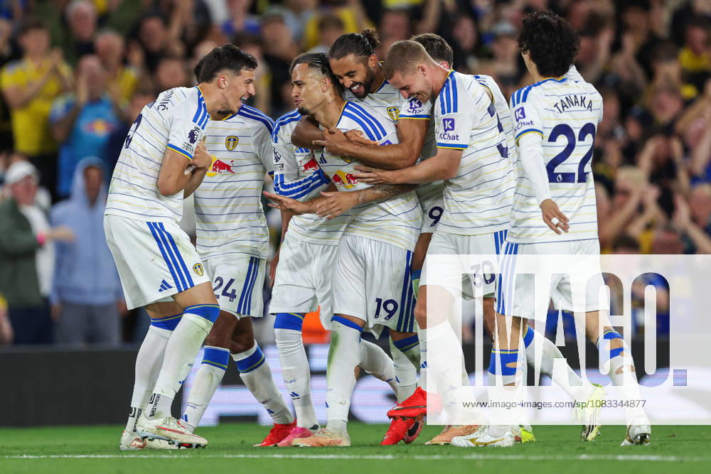 14th September 2026; Elland Road, Leeds, West Yorkshire, England; Premier League Football, Leeds United versus Newcastle United; Noah Okafor of Leeds United celebrates after scoring in the 59th minute to make the score 4-0 AidanxHunter