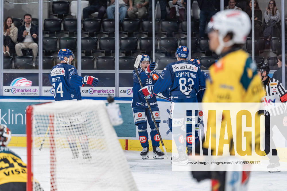 Zurich, Swiss Life Arena, National League: ZSC Lions vs. SC Bern; Goal celebrations: ZSC Lions—38 Rudolfs Balcers (ZSC), 83 Juho Lammikko (ZSC), 54 Christian Marti (ZSC); Zurich, Swiss Life Arena, Zurich, Switzerland