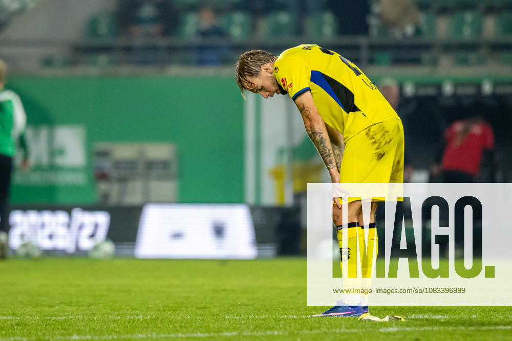 Kaan Caliskaner of 1 FC Saarbrücken, 22, reacts with disappointment after the 3-3 draw (GER), SC Preussen Münster vs. 1 FC Saarbrücken, soccer, 3. Liga, Matchday 6, 2026–2027 season, September 16, 2026. DFL regulations prohibit any use of photographs as image sequences and or quasi-video. GER, SC Preussen Münster vs. 1. FC Saarbrücken, soccer, 3. Liga, Matchday 6, 2026–2027 season, September 16, 2026, Münster