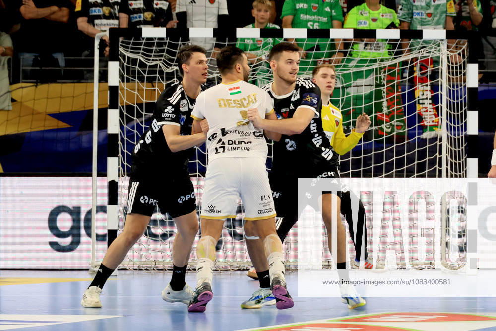 GER Germany, Handball, EHF Champions League, September 16, 2026, 2026–2027 season, Berlin, Füchse Berlin vs. Veszprém HC Simak, Frederik Füchse Berlin 9, Aitor Arino Füchse Berlin 14, Hugo Descat Veszprém 9, nordphoto GmbH, Engler Berlin, Max Schmeling Halle, Berlin, Germany