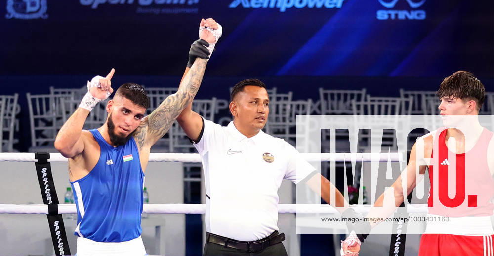 Boxen, EM in Sofia #2 17.09.2026 Sofia(Bulgaria) European Boxing Senior Elite Championships men s 70 kg Preliminaries Round of 32 Kalman Hanko(L) Hungary,Dhan Kumar Mainalee(C) Nepal referee, Daniel Grigorie(R) Romania :