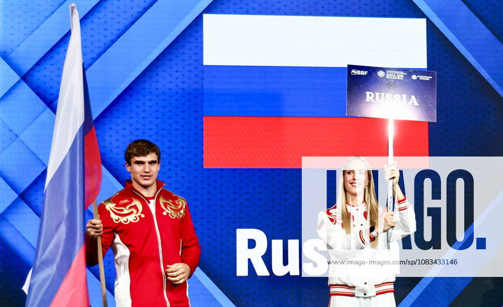 BULGARIA, SOFIA - SEPTEMBER 17, 2026: A member of Team Russia with a Russian national flag at the 2026 European Boxing Elite Championships at Asics Arena. Igor Lenkin TASS 97877070