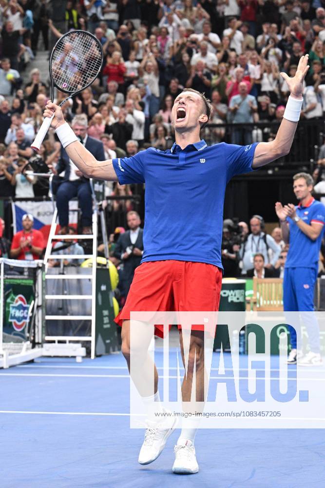 Jiri Lehecka (CZE) reacts as he won the game against Ben Shelton (USA) of the 2026 Davis Cup men s team tennis World Championship, WM, Weltmeisterschaft match between the Czech Republic and the United States, in Prague, Czech Republic, on September 18, 2026. (CTKxPhoto MichalxKamaryt) CTKPhotoP2026091807031 CTKPhotoP2026091807031