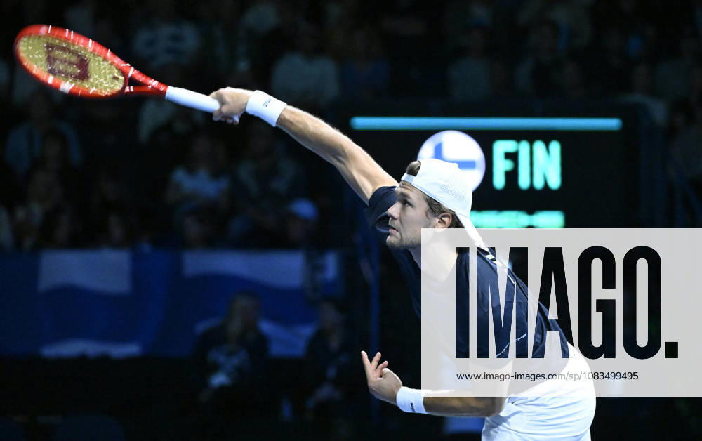 LKS 20260919 Finland s Otto Virtanen serves the ball to Monaco s Valentin Vacherot (not in picture) during their Davis Cup World Group I singles match between Finland and Monaco in Espoo, Finland, on September 19, 2026. - HEIKKI SAUKKOMAA Espoo Finland R2ZecwVFm3w