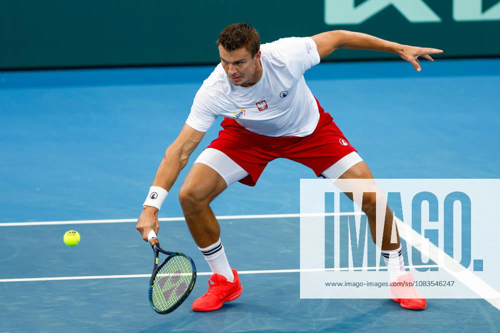 TENNIS DAVIS CUP AUSTRALIA POLAND, Karol Drzewiecki of Poland in action during a Doubles match against Max Purcell and Rinky Hijikata of Australia during the Davis Cup match between Australia and Poland at Pat Rafter Arena in Brisbane, Sunday, September 20, 2026. ( NO ARCHIVING,
