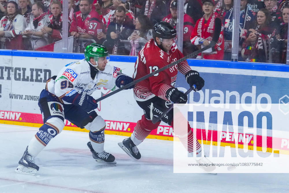 Ice Hockey, Penny DEL, Kölner Haie vs. Eisbären Berlin, 2026–2027 season, Lanxess Arena Cologne, Frederik Tiffels, Eisbären Berlin, No. 95 in a duel against Valtteri Kemilaeinen of the Kölner Haie, No. 13