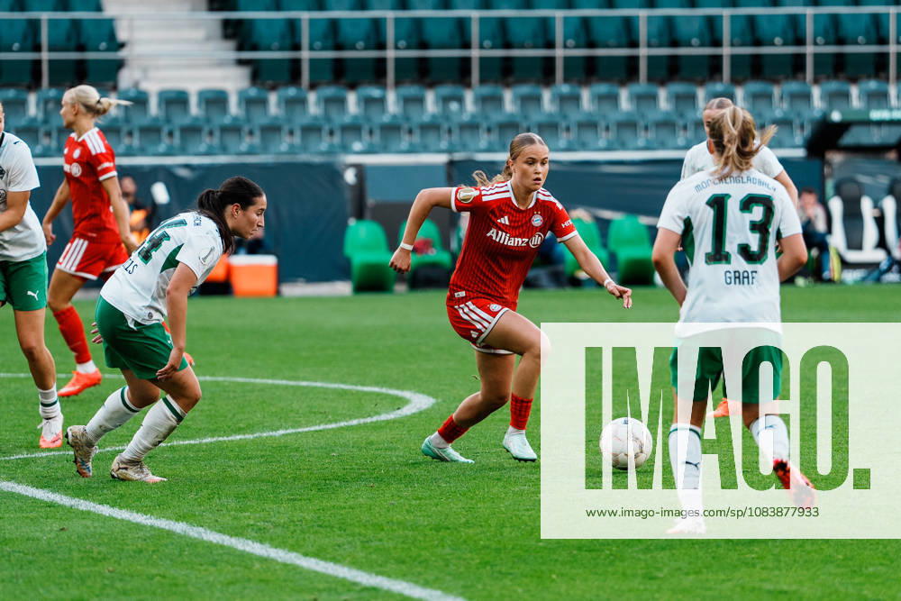Germany, Soccer: 2026–2027 DFB Women s Cup, First Round: Borussia Mönchengladbach vs. FC Bayern Munich, ista, Borussia Park: Dribbling, Possession, On the Ball, Build-up Play, Overview, Sophie Proost (Bayern Munich, No. 23) vs. Luca Graf (Borussia Mönchengladbach, No. 13)