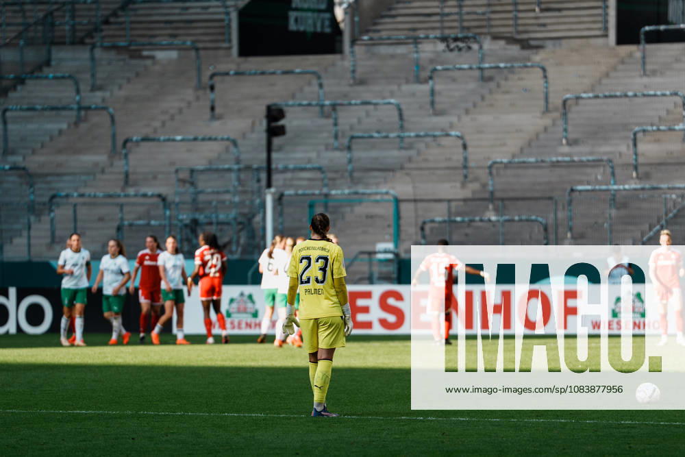 Germany, Soccer: 2026–2027 DFB Women s Cup, First Round: Borussia Mönchengladbach vs. FC Bayern Munich at Borussia Park—final long pass by Luisa Palmen of Borussia Mönchengladbach, 23