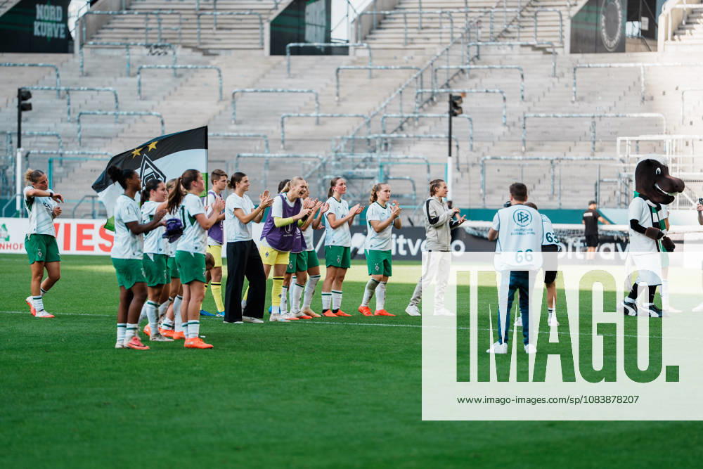 Germany, Soccer: 2026–2027 DFB Women s Cup, First Round: Borussia Mönchengladbach vs. FC Bayern Munich; ista: Borussia Park, Gladbach celebrates despite the loss—pride, joy, emotions, support
