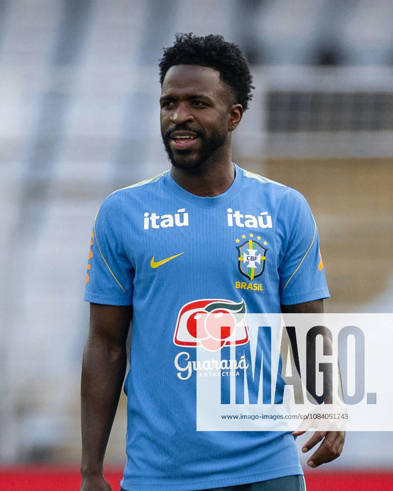 Vinicius Junior of Brazil looks on during pre match trainning session a head of the India football friendly 2026 match between India and Brazil at the Vivekananda Yuba Bharati Krirangan (VYBK) Stadium in Kolkata, India on 2nd October, 2026