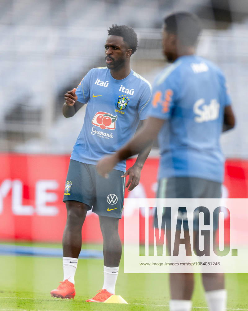 Vinicius Junior of Brazil looks on during pre match trainning session a head of the India football friendly 2026 match between India and Brazil at the Vivekananda Yuba Bharati Krirangan (VYBK) Stadium in Kolkata, India on 2nd October, 2026