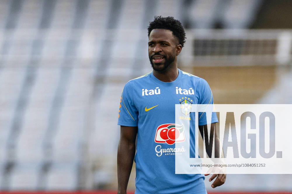 Vinicius Junior of Brazil looks on during pre match trainning session a head of the India football friendly 2026 match between India and Brazil at the Vivekananda Yuba Bharati Krirangan (VYBK) Stadium in Kolkata, India on 2nd October, 2026