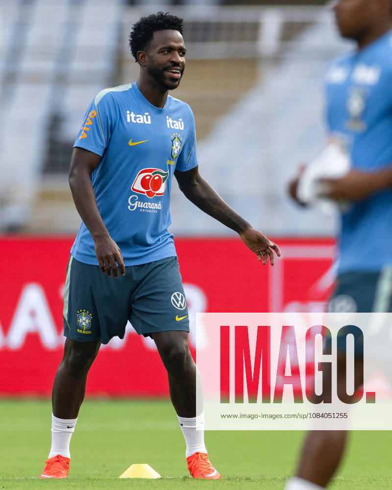 Vinicius Junior of Brazil looks on during pre match trainning session a head of the India football friendly 2026 match between India and Brazil at the Vivekananda Yuba Bharati Krirangan (VYBK) Stadium in Kolkata, India on 2nd October, 2026