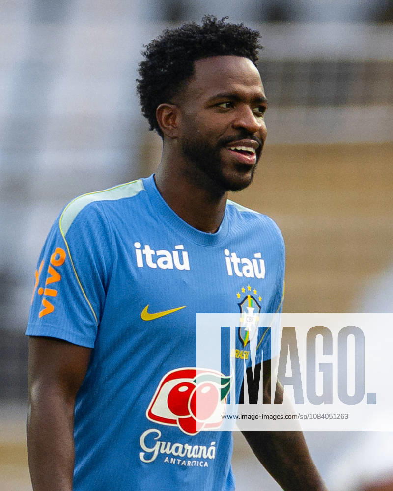Vinicius Junior of Brazil looks on during pre match trainning session a head of the India football friendly 2026 match between India and Brazil at the Vivekananda Yuba Bharati Krirangan (VYBK) Stadium in Kolkata, India on 2nd October, 2026