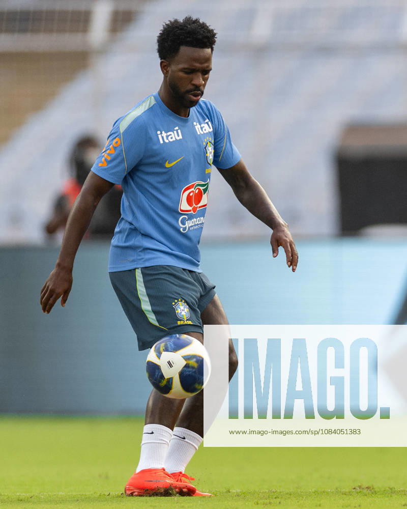 Vinicius Junior of Brazil controls the ball during pre match trainning session a head of the India football friendly 2026 match between India and Brazil at the Vivekananda Yuba Bharati Krirangan (VYBK) Stadium in Kolkata, India on 2nd October, 2026