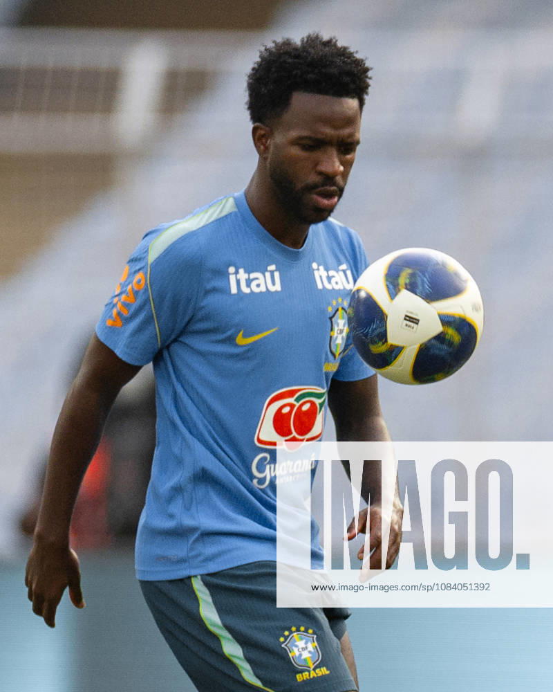 Vinicius Junior of Brazil controls the ball during pre match trainning session a head of the India football friendly 2026 match between India and Brazil at the Vivekananda Yuba Bharati Krirangan (VYBK) Stadium in Kolkata, India on 2nd October, 2026