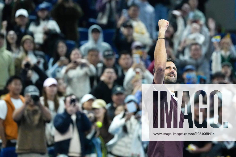 (261003) -- BEIJING, Oct. 3, 2026 -- Novak Djokovic celebrates after the men s singles second round match between Bu Yunchaokete of China and Novak Djokovic of Serbia at 2026 China Open tennis tournament in Beijing, China, Oct. 2, 2026. ) (SP)CHINA-BEIJING-TENNIS-CHINA OPEN-MEN S SINGLES(CN) JuxHuanzong