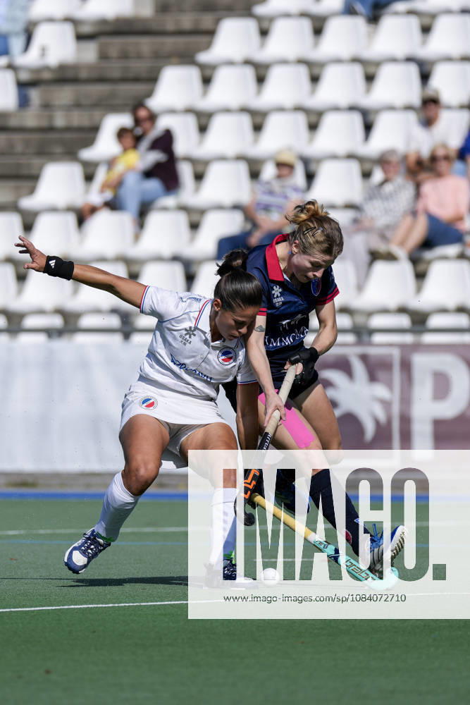 From left: Lucina von der Heyde (MHC), 2; Luzie Franz (BHC), 12; tackle, game scene, duel, tackle, tackling, dynamism, action, 03 10 2026, Mannheim, Germany, hockey, 1st Bundesliga, women’s, Mannheimer HC vs. Berliner HC