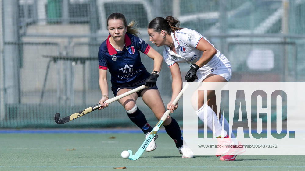 From left: Philine Drumm (BHC), 27, Juana Castellaro Morello (MHC), 28, tackle, game scene, duel, tackle, tackling, dynamism, action, 10 03 2026, Mannheim, Germany, hockey, 1st Bundesliga, women’s, Mannheimer HC vs. Berliner HC