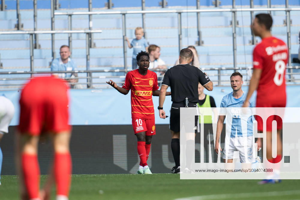 Prince Junior of FC Nordsjälland reacts during the friendly match between Malmö FF and FC Nordsjälland on October 3, 2026 in Malmö. Photo by Avdo Bilkanovic, BILDBYRAN COP 115 AB0391. soccer, football, fotball, practice match, friendly match, Malmö FF, FC Nordsjälland, bbeng, soccer, football, fotball, practice match, friendly match, Malmö FF, FC Nordsjälland, bbeng