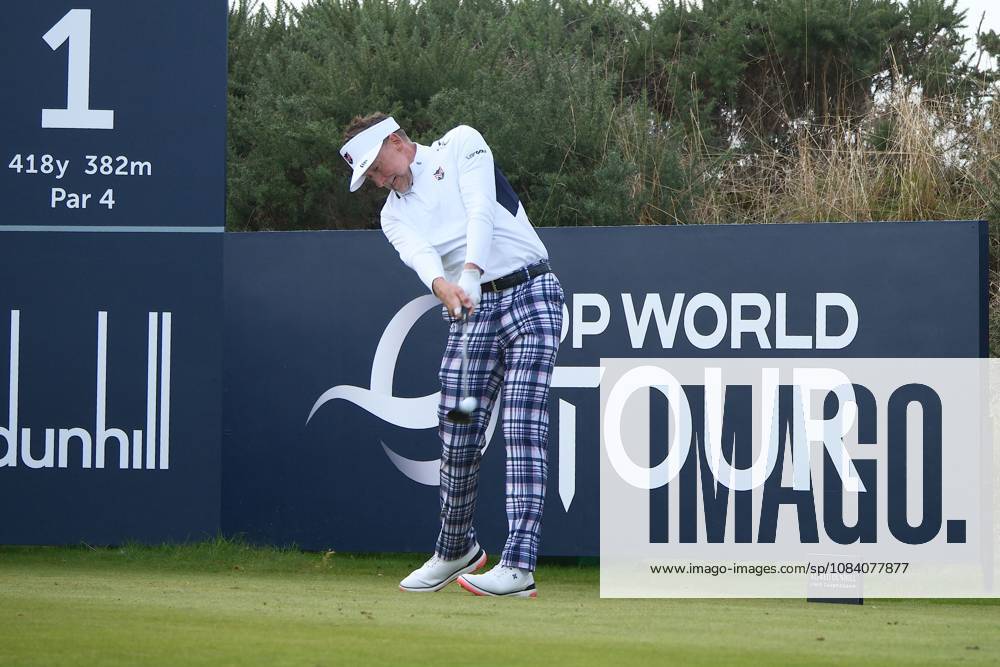 UK: The Alfred Dunhill Links Championship at Kingsbarns, St Andrews, Scotland on 03 October 2026: Pictured: Ian Poulter (ENG) on the 1st tee at Kingsbarns during the third round of the Alfred Dunhill Links Championship 2026 St Andrews Kingsbarns Scotland Scotland