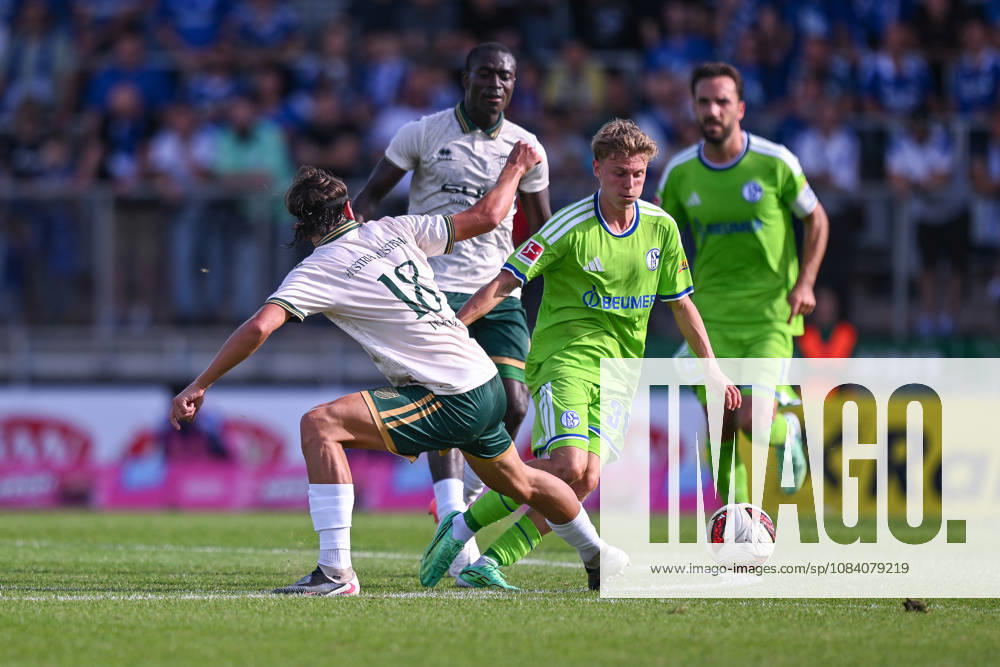 Soccer, 2026–2027 Season, Friendly Match, SC Austria Lustenau vs. FC Schalke 04, Robin Voisine (SC Austria Lustenau), Luca Vozar (FC Schalke 04) xRHR PHOTO YYx