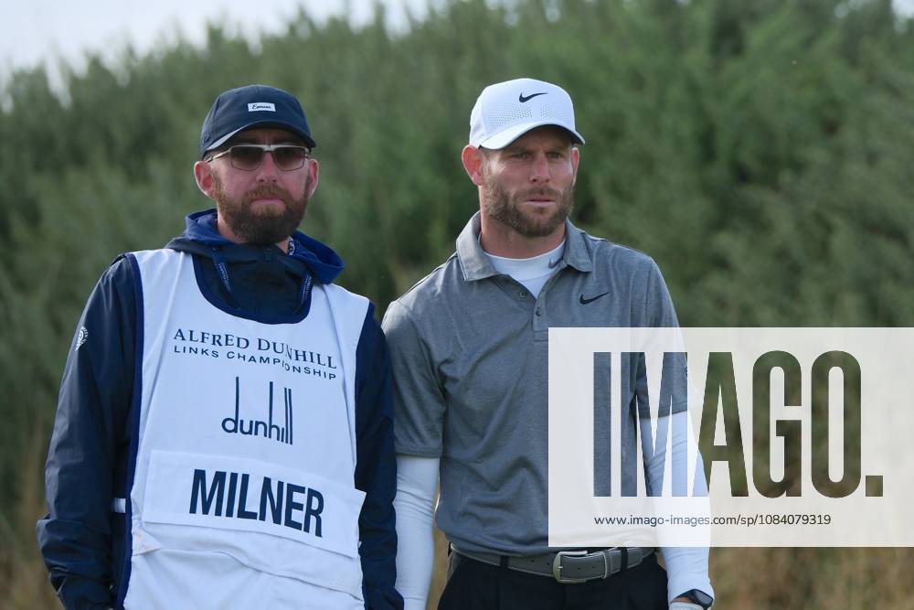 UK: The Alfred Dunhill Links Championship at Kingsbarns, St Andrews, Scotland on 03 October 2026: Pictured: Former footballer James Milner on the 1st tee at Kingsbarns during the third round of the Alfred Dunhill Links Championship 2026 St Andrews Kingsbarns Scotland Scotland