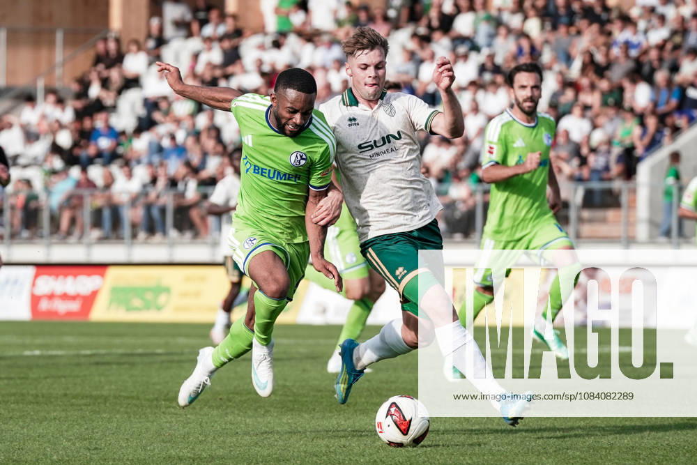Soccer Austria Friendly Match 2025 2026 03 10 2026 SC Austria Lustenau vs. FC Schalke 04 SUN MINIMEAL Arena Lustenau, Austria Moussa Sylla (Schalke 04), Niklas Pertlwieser (Austria Lustenau)