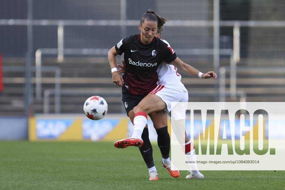 Selina Vobian of SC Freiburg and Laura Feiersinger of 1. FC Köln go head-to-head during the Women s Bundesliga match between 1. FC Köln and SC Freiburg, Franz Kremer Stadium on October 3, 2026, in Cologne, Germany. Photo by Oliver Kaelke, DeFodi Images. Selina Vobian of SC Freiburg and Laura Feiersinger of 1. FC Köln battle for the ball during the Bundesliga match between 1. FC Köln and SC Freiburg at Franz Kremer Stadium on October 3, 2026 in Cologne, Germany. Photo by Oliver Kaelke, DeFodi Images. DFB and DFL regulations prohibit any use of photographs as image sequences and or quasi-video. Photo by Oliver Kaelke, DeFodi Images.