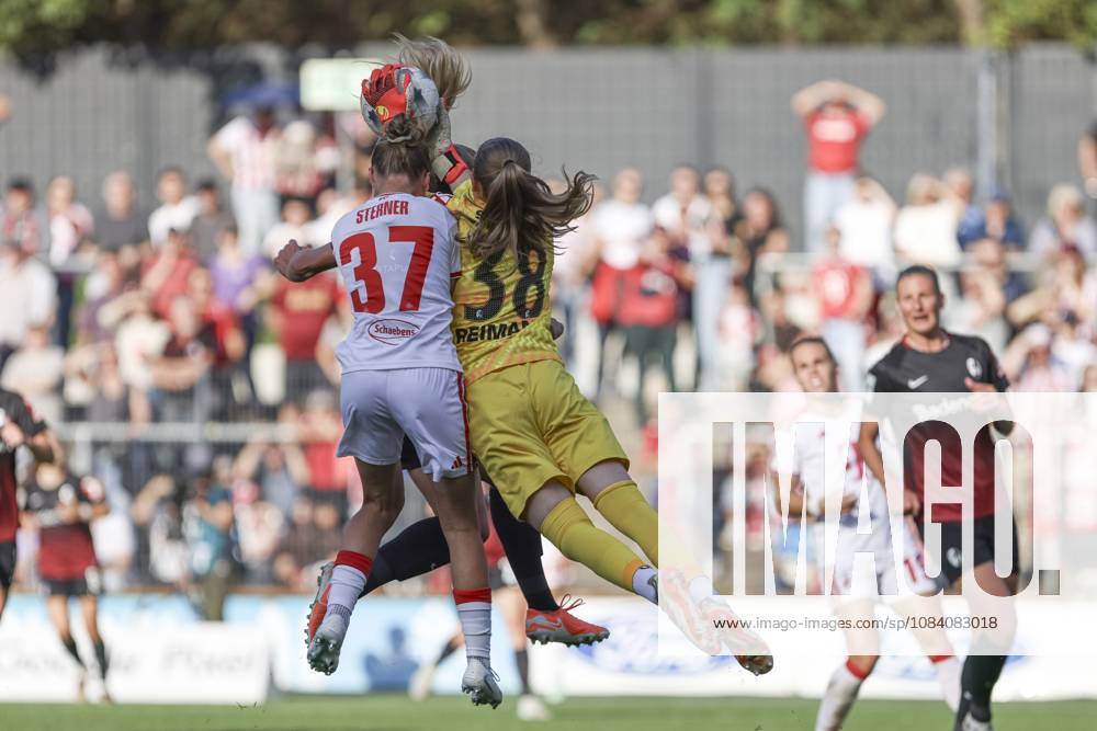 Beke Sterner of 1 FC Köln and goalkeeper Anna Reimann of SC Freiburg battle for the ball during the Women s Bundesliga match between 1 FC Köln and SC Freiburg at Franz Kremer Stadium on October 3, 2026, in Cologne, Germany. Photo by Oliver Kaelke, DeFodi Images. Beke Sterner of 1 FC Köln and goalkeeper Anna Reimann of SC Freiburg battle for the ball during the Bundesliga match between 1 FC Köln and SC Freiburg at Franz Kremer Stadium on October 3, 2026 in Cologne, Germany. Photo by Oliver Kaelke, DeFodi Images. DFB and DFL regulations prohibit any use of photographs as image sequences and or quasi-video. Photo by Oliver Kaelke, DeFodi Images.