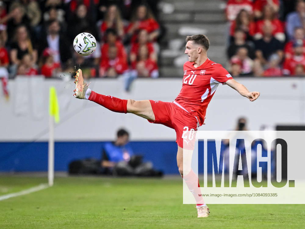 Michel Aebischer of Switzerland controls the ball during the UEFA Nations League 2026–27 group stage match between Switzerland and Slovenia at Luzern Arena on October 3, 2026, in Lucerne, Switzerland. Photo by Harry Langer, DeFodi Images