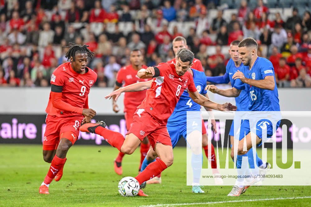 Remo Freuler of Switzerland scores his team s first goal during the UEFA Nations League 2026–27 group stage match between Switzerland and Slovenia at Luzern Arena on October 3, 2026, in Lucerne, Switzerland. Photo by Harry Langer, DeFodi Images