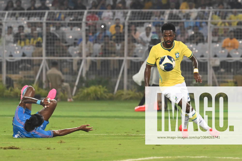 Vinicius Jr. of Brazil in action during FIFA International Friendly, Länderspiel, Nationalmannschaft match against India at Vivekananda Yuva Bharati Stadium on October 3, 2026 in Kolkata, India. (Photo by Samir Jana Hindustan Times ) Kolkata: FIFA International Friendly Match Between Brazil And India At Vivekananda Yuva Bharati Stadium