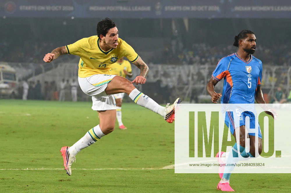 Pedro of Brazil in action during FIFA International Friendly, Länderspiel, Nationalmannschaft match against India at Vivekananda Yuva Bharati Stadium on October 3, 2026 in Kolkata, India. (Photo by Samir Jana Hindustan Times ) Kolkata: FIFA International Friendly Match Between Brazil And India At Vivekananda Yuva Bharati Stadium