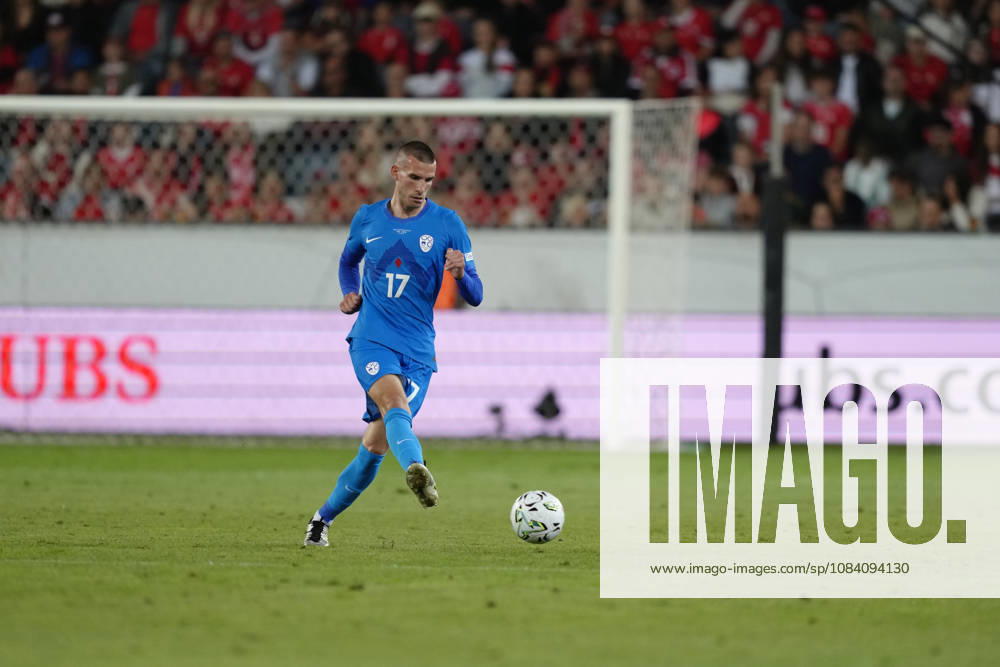 David Zec (17 SLO) during the UEFA Nations League match between Switzerland and Slovenia at thermoplan arena on October 03, 2026 in Luzern, Switzerland.