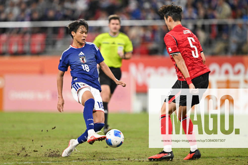 South Korea v Japan - 20th Asian Games Aichi-Nagoya TOYOTA, JAPAN - OCTOBER 03: SHIMAMOTO Yudai 18 of Japan in action during the Football Men s Final Match between South Korea and Japan on day fourteen of the 20th Asian Games Aichi-Nagoya at Toyota Stadium on October 03, 2026 in Toyota, Aichi, Japan. Stringer Anadolu Tokyo Japan. Editorial use only. Please get in touch for any other usage.