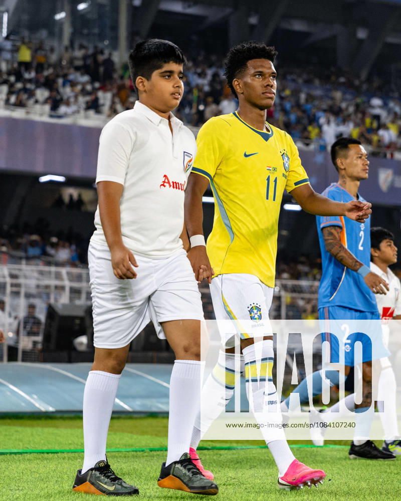 Estevao Willian Almeida de Oliveira Goncalves of Brazil looks on during friendly match between India and Brazil at the Vivekananda Yuba Bharati Krirangan (VYBK) Stadium in Kolkata, India on 3rd October, 2026