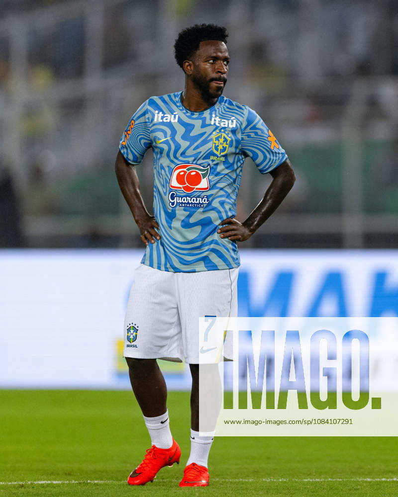 Vinicius Junior of Brazil looks on during friendly match between India and Brazil at the Vivekananda Yuba Bharati Krirangan (VYBK) Stadium in Kolkata, India on 3rd October, 2026