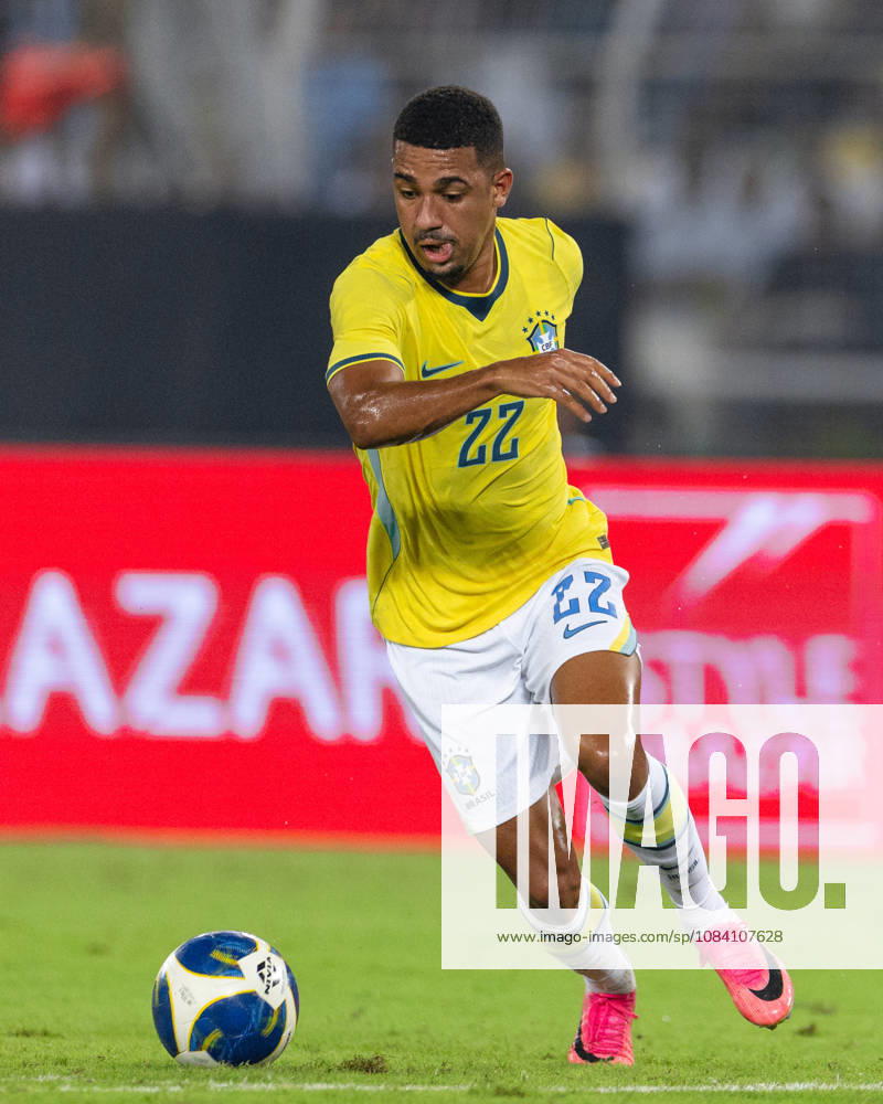 Samuel Dias Lino of Brazil controls the ball during friendly match between India and Brazil at the Vivekananda Yuba Bharati Krirangan (VYBK) Stadium in Kolkata, India on 3rd October, 2026