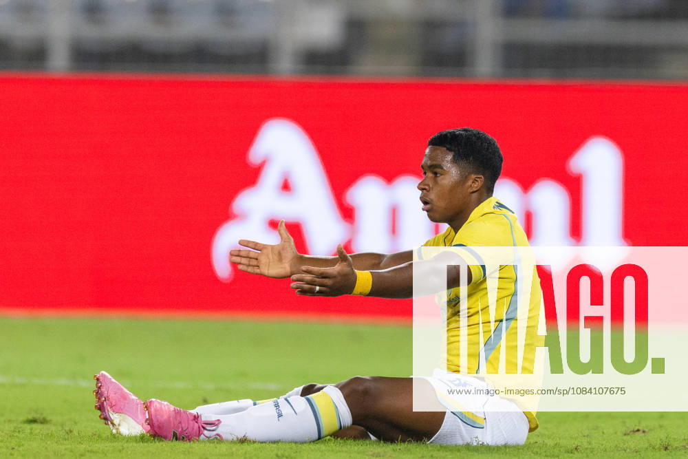 Endrick Felipe Moreira de Sousa of Brazil reacts during friendly match between India and Brazil at the Vivekananda Yuba Bharati Krirangan (VYBK) Stadium in Kolkata, India on 3rd October, 2026