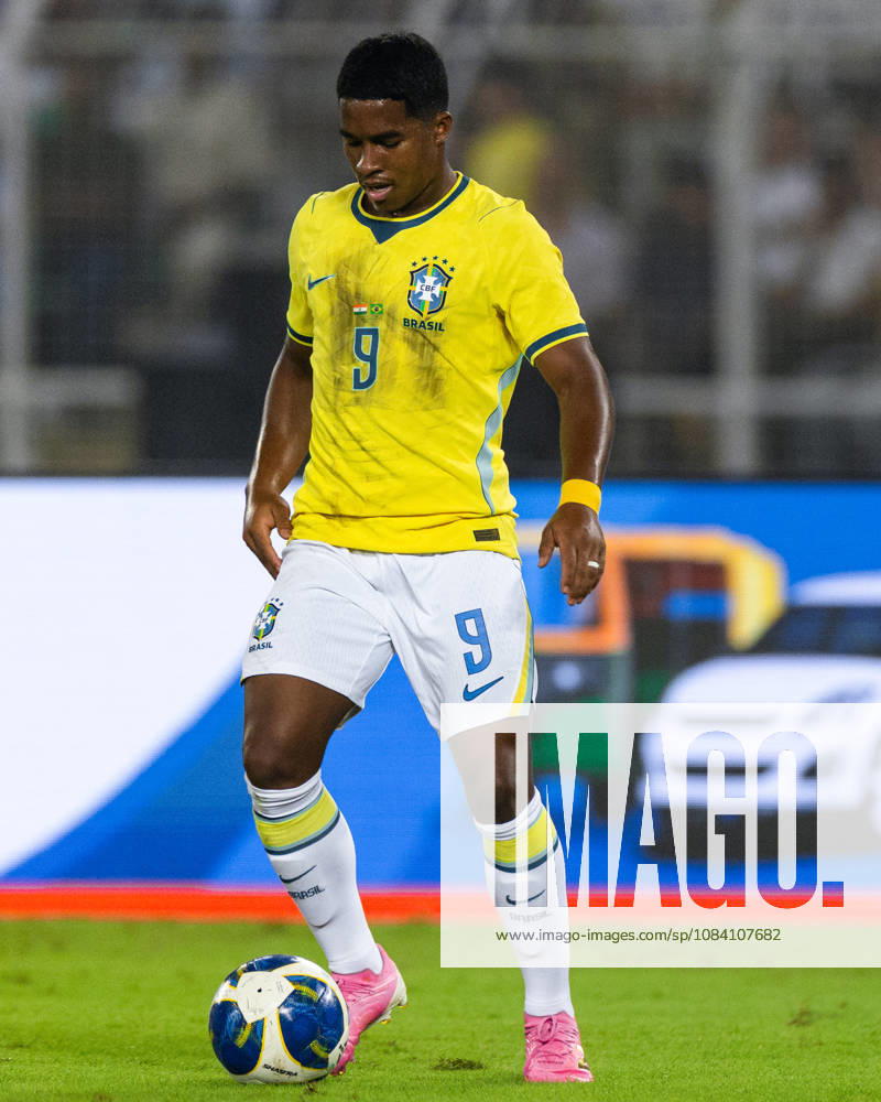 Endrick Felipe Moreira de Sousa of Brazil looks on during friendly match between India and Brazil at the Vivekananda Yuba Bharati Krirangan (VYBK) Stadium in Kolkata, India on 3rd October, 2026