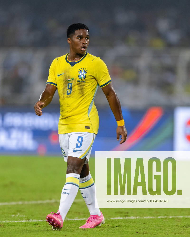 Endrick Felipe Moreira de Sousa of Brazil looks on during friendly match between India and Brazil at the Vivekananda Yuba Bharati Krirangan (VYBK) Stadium in Kolkata, India on 3rd October, 2026