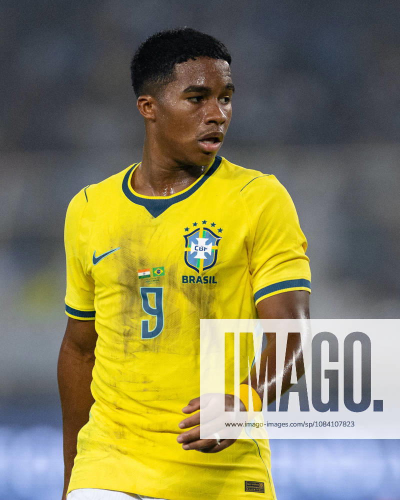 Endrick Felipe Moreira de Sousa of Brazil looks on during friendly match between India and Brazil at the Vivekananda Yuba Bharati Krirangan (VYBK) Stadium in Kolkata, India on 3rd October, 2026