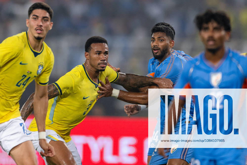 Gabriel dos Santos Magalhaes of Brazil looks on during friendly match between India and Brazil at the Vivekananda Yuba Bharati Krirangan (VYBK) Stadium in Kolkata, India on 3rd October, 2026