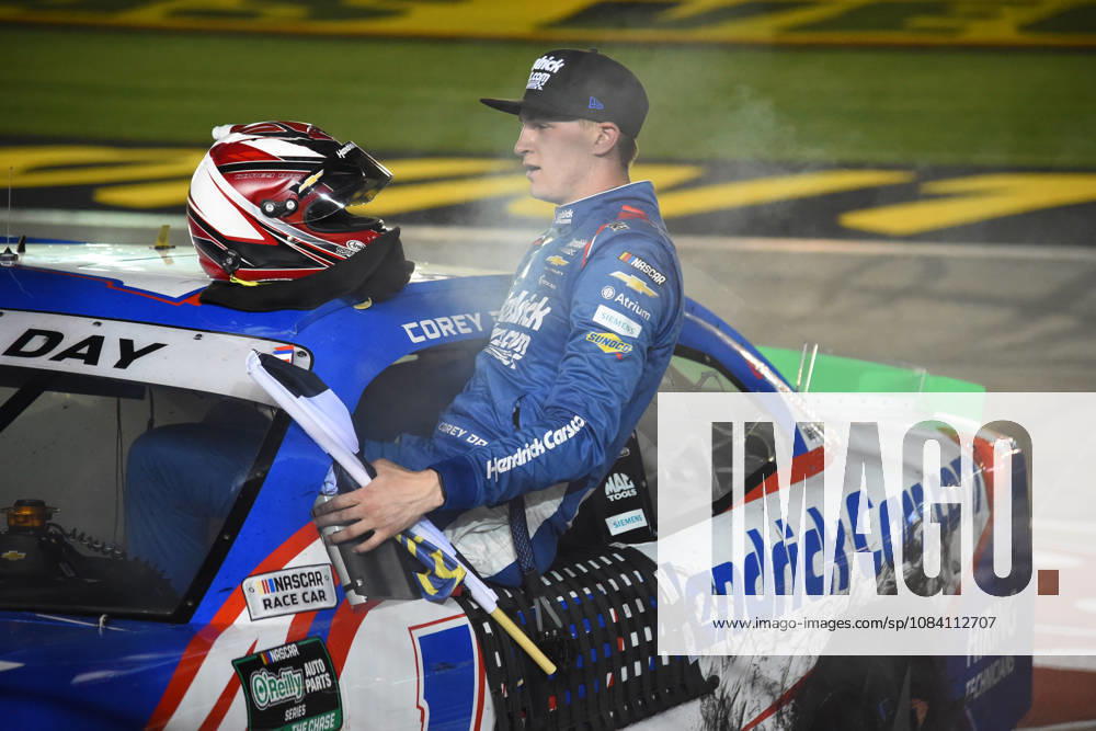 LAS VEGAS, NV - OCTOBER 03: Corey Day ( 17 Hendrick Motorsports HendrickCars.com Chevrolet) celebrates winning the race during the NASCAR, Motorsport, USA OÕReilly Auto Parts Series Focused Health 302 on October 03, 2026, at Las Vegas Motor Speedway in Las Vegas, NV. (Photo by Chris Williams LVMS Icon Sportswire) AUTO: OCT 03 NASCAR OÕReilly Auto Parts Series Focused Health 302 Icon0072610031170