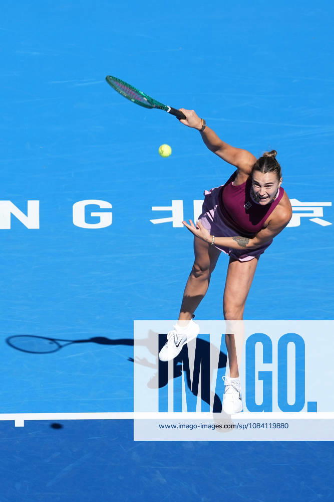 (261004) -- BEIJING, Oct. 4, 2026 -- Aryna Sabalenka serves during the women s singles round of 32 match between Aryna Sabalenka of Belarus and Nikola Bartunkova of the Czech Republic at 2026 China Open tennis tournament in Beijing, China, Oct. 4, 2026. ) (SP)CHINA-BEIJING-TENNIS-CHINA OPEN-WOMEN S SINGLES(CN) JuxHuanzong