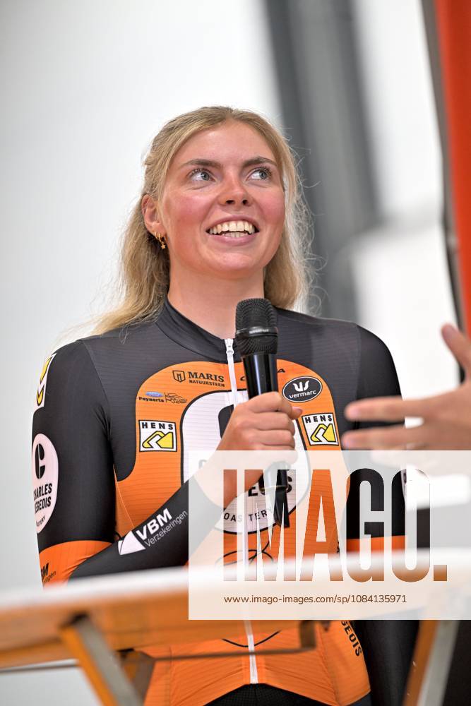 Cycling and Coffee - Lotto Intermarche - Charles Liegeois THIMISTER, BELGIUM - OCTOBER 04 : Vervloet Sterre (NED) of Lotto Intermarche Ladies during the Cycling and Coffee - Lotto Intermarche - Charles Liegeois Fan Day on October 4, 2026 in Thimister, Belgium, 04 10 2026 ( Thimister Belgium