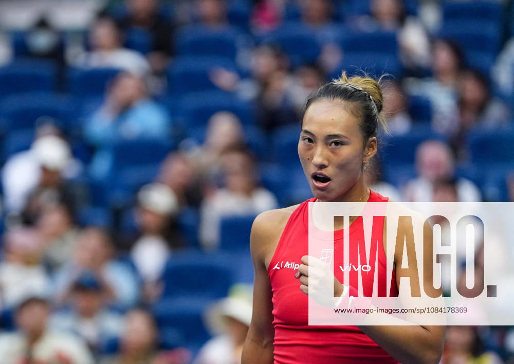(261005) -- BEIJING, Oct. 5, 2026 -- Zheng Qinwen of China celebrates scoring during the women s singles round of 32 match against Marie Bouzkova of the Czech Republic at 2026 China Open tennis tournament in Beijing, China, Oct. 5, 2026. ) (SP)CHINA-BEIJING-TENNIS-CHINA OPEN-WOMEN S SINGLES(CN) SunxFei