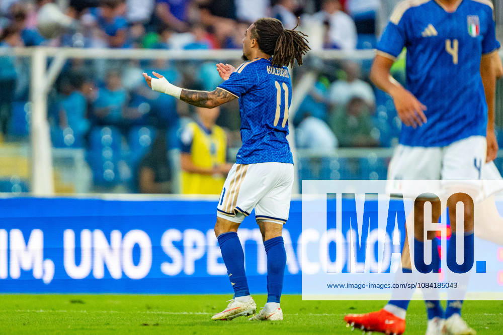 Luca Koleosho celebrating after scoring a goal seen during U21, U 21 U 21 U 21 U 21 2027 EURO Qualifying, EM, Europameisterschaft EM, Europameisterschaft EM, Europameisterschaft EM, Europameisterschaft game between national teams of Italy and Poland (Kazimierz Koper Ball Raw Images) Pescara Stadio Adriatico Italy